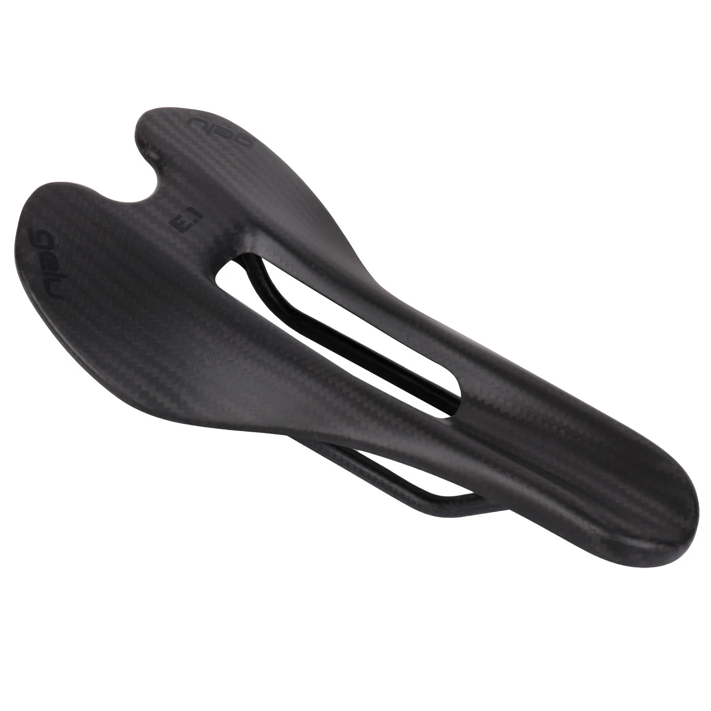 Gelu E1 Carbon Saddle - Black Logos 1 Gelu E1 Carbon Saddle - Black Logos