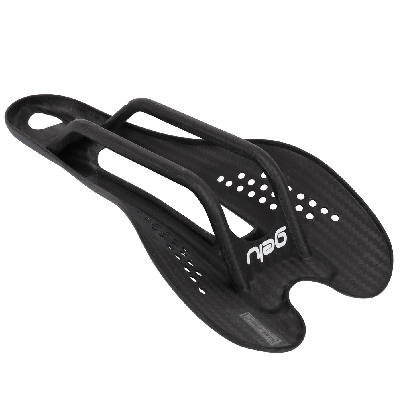 Gelu P3 Carbon Saddle With Punctured Top - Black Logos 4 Gelu P3 Carbon Saddle With Punctured Top - Black Logos - Afbeelding 4